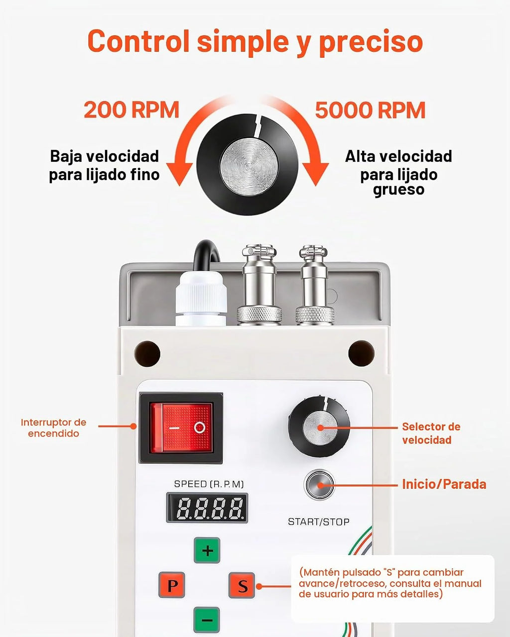 VEVOR Lijadora de Banda de 550 W con VFD Velocidad Variable 200 a 5000 RPM, 21 m/s Motor sin Escobillas, Amoladora de Lijado 762 x 25,4 mm, 2 Modos, 3 Bandas para Metal Madera Cuchillos Acero Taller