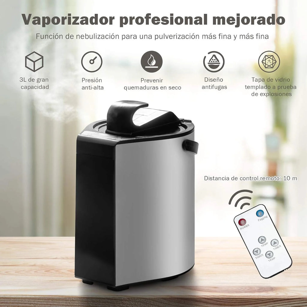 COSTWAY 3L Mini Sauna de Vapor para Casa con Control Remoto,Silla y Accesorios Sauna de Vapor Portátil con Control Remoto Cabina de Sauna con Temperatura y Temporizador Ajustables (gris)