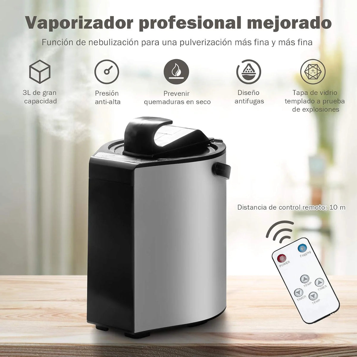 COSTWAY 3L Mini Sauna de Vapor para Casa con Control Remoto,Silla y Accesorios Sauna de Vapor Portátil con Control Remoto Cabina de Sauna con Temperatura y Temporizador Ajustables (gris)