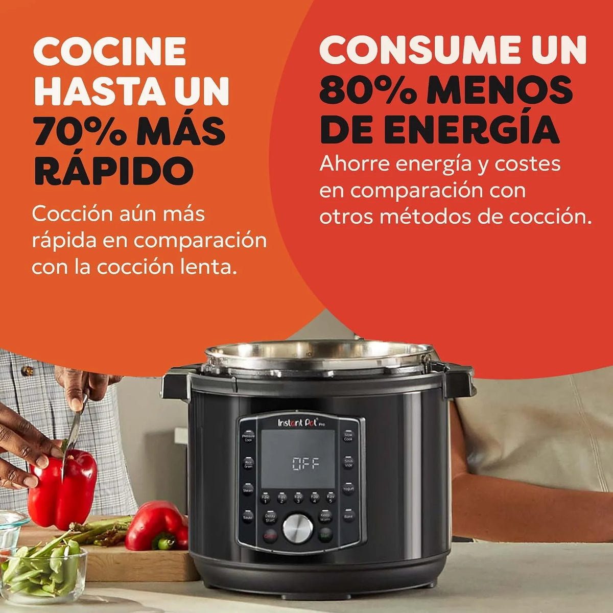 Instant Pot Pro Olla Eléctrica Multifunción 10 en 1, Olla Presión, Cocción Lenta, Arrocera, Vaporera, Yogurtera, Sartén para Saltear, Esterilizador – Acero Inoxidable, 1200 W – 7,6 L, Negro
