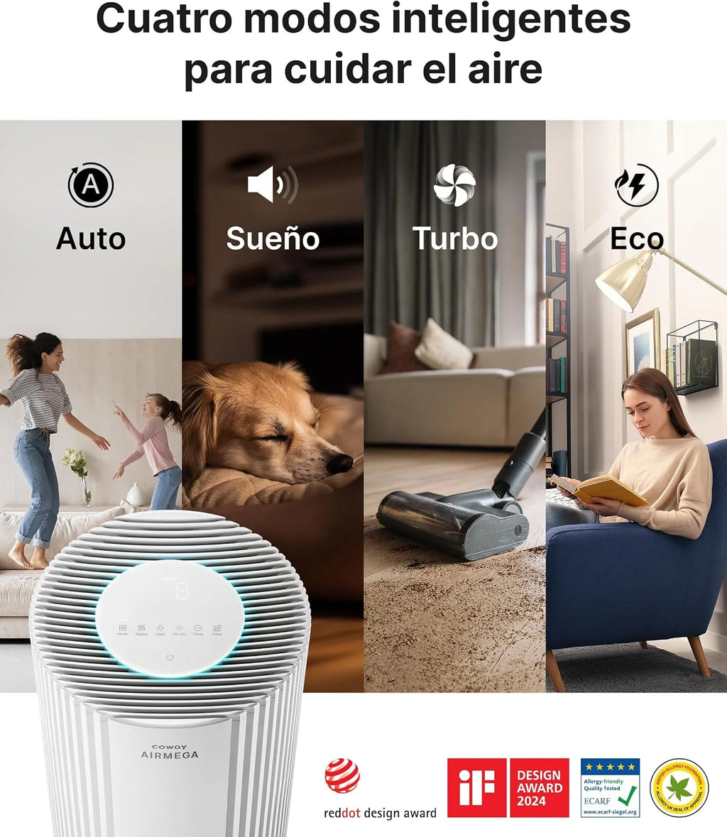 COWAY Purificador de aire HEPA para grandes espacios, AIRMEGA 450, Blanco
