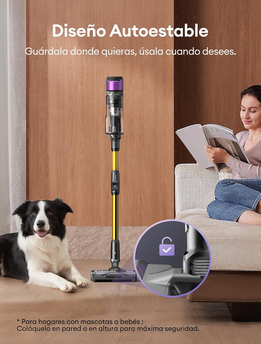Ultenic Aspiradora sin Cable 55Kpa/55Min con Cepillo Antienredos Mejorado