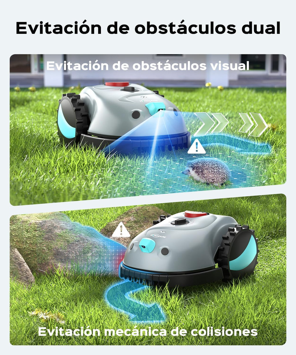 YARDCARE V100 Robot Cortacésped eléctrico con Navegación por Visión, Corte en Espiral, Detección de 150 Obstáculos, Robot Cortacésped Bateria hasta 150m², Robot Cortacesped con Cuchillas de Repuesto