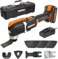 WORX WX696 Multiherramienta Sonicrafter 20V-2Ah, velocidad variable, LED, corte preciso, lijado y detalle, batería cargador, maletín y 35 accesorios incluido, bricolaje y trabajos de precisión