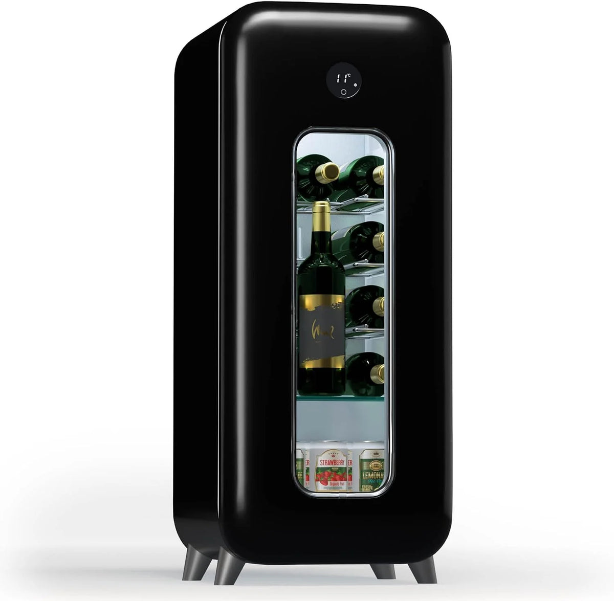 Klarstein Vinoteca para Vinos, Nevera Vino Una Zona, Botellas Vino, Proseco y Cervezas, Vinoteca Pequeña Puerta Cristal para Interior y Exterior, Nevera para Vinos Capacidad 15 Botellas