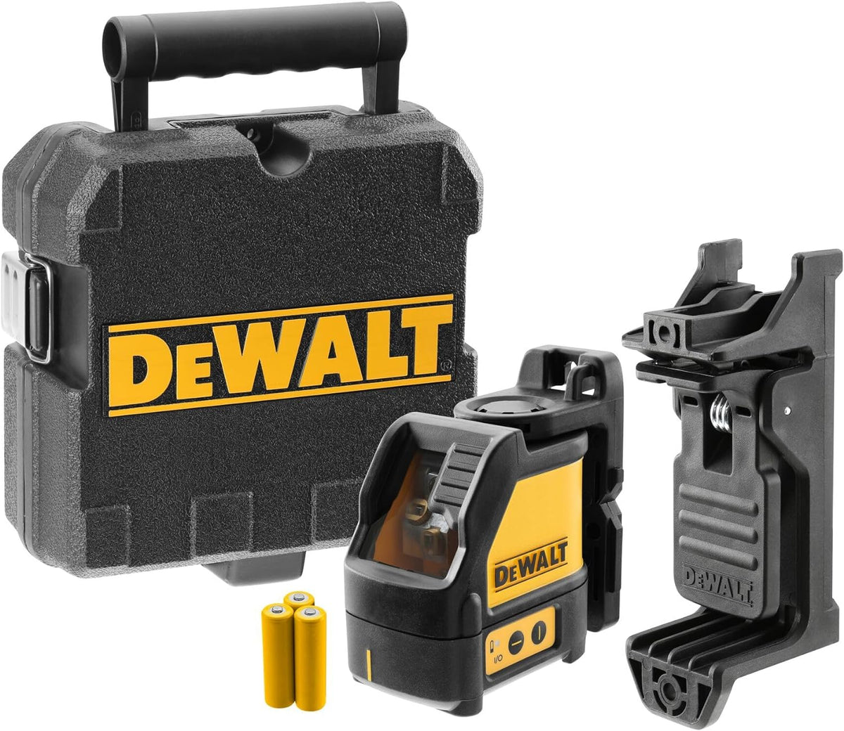 DEWALT DW088K-XJ - Láser Autonivelante de 2 Líneas en Cruz, Alcance de 15m, Base Pivotante, Precisión +/-3mm/10m, Compatible con Detector DE0892, Maletín y Pilas AA Incluidas