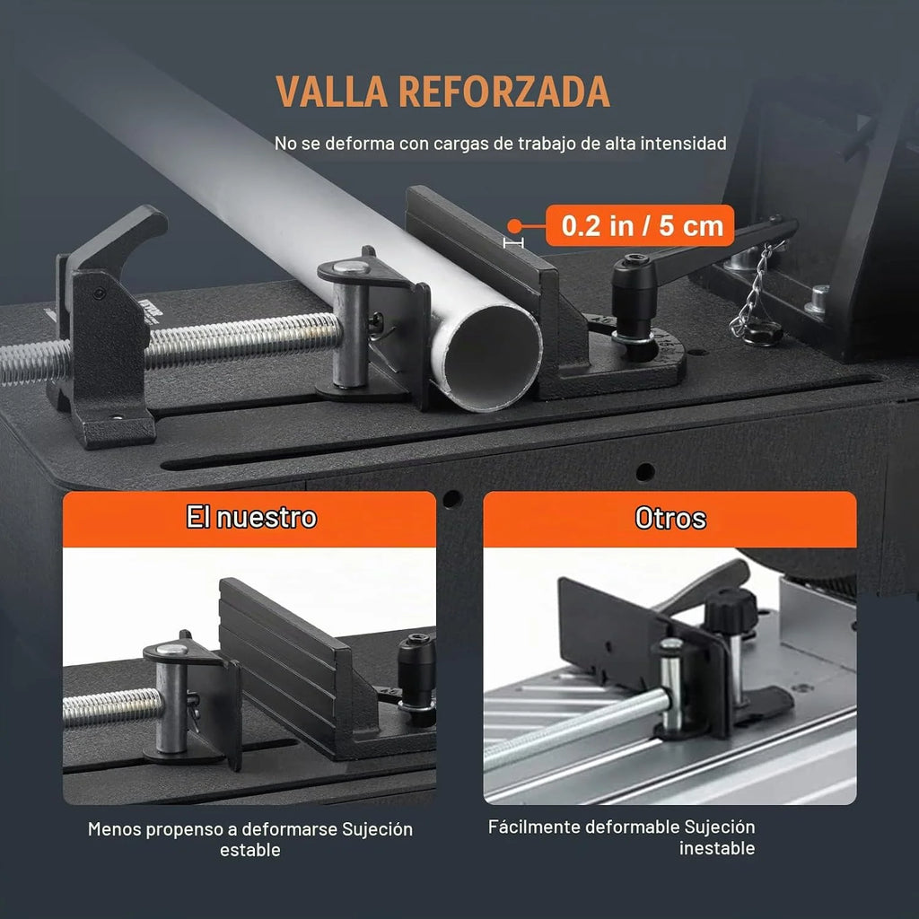 VEVOR Sierra de Corte de Metal de 35,5 cm Sierra de Inglete de Metal 0-45° 2800 W 1200 rpm Sierra de Corte con Hoja de Acero Inoxidable y Aleación Cerámica Corte en Frío para Acero Hierro Aluminio