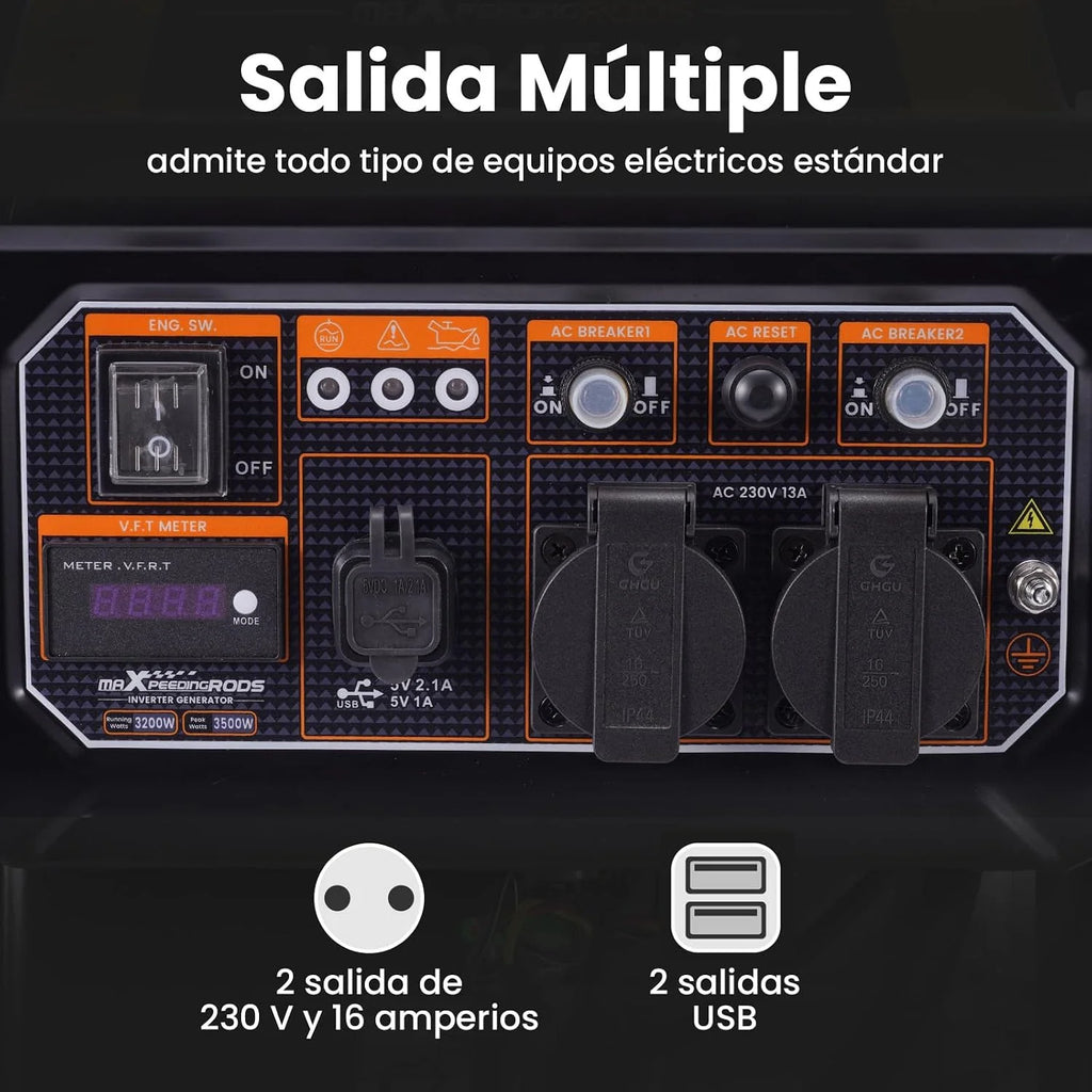 maXpeedingrods Generador inversor portátil de 3500 W, 4 tiempos gasolina