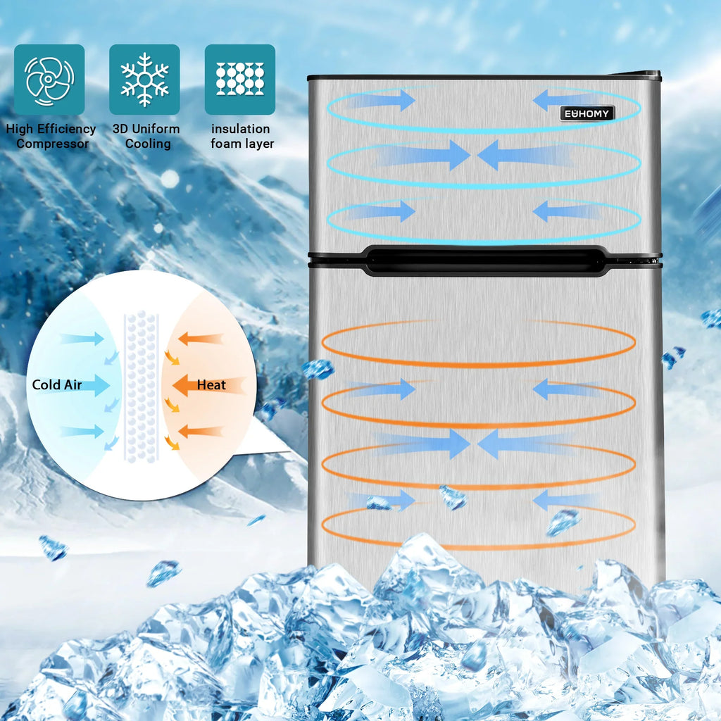 2026 Mini refrigerador EUHOMY de 3,2 pies cúbicos – Empotrable o independiente