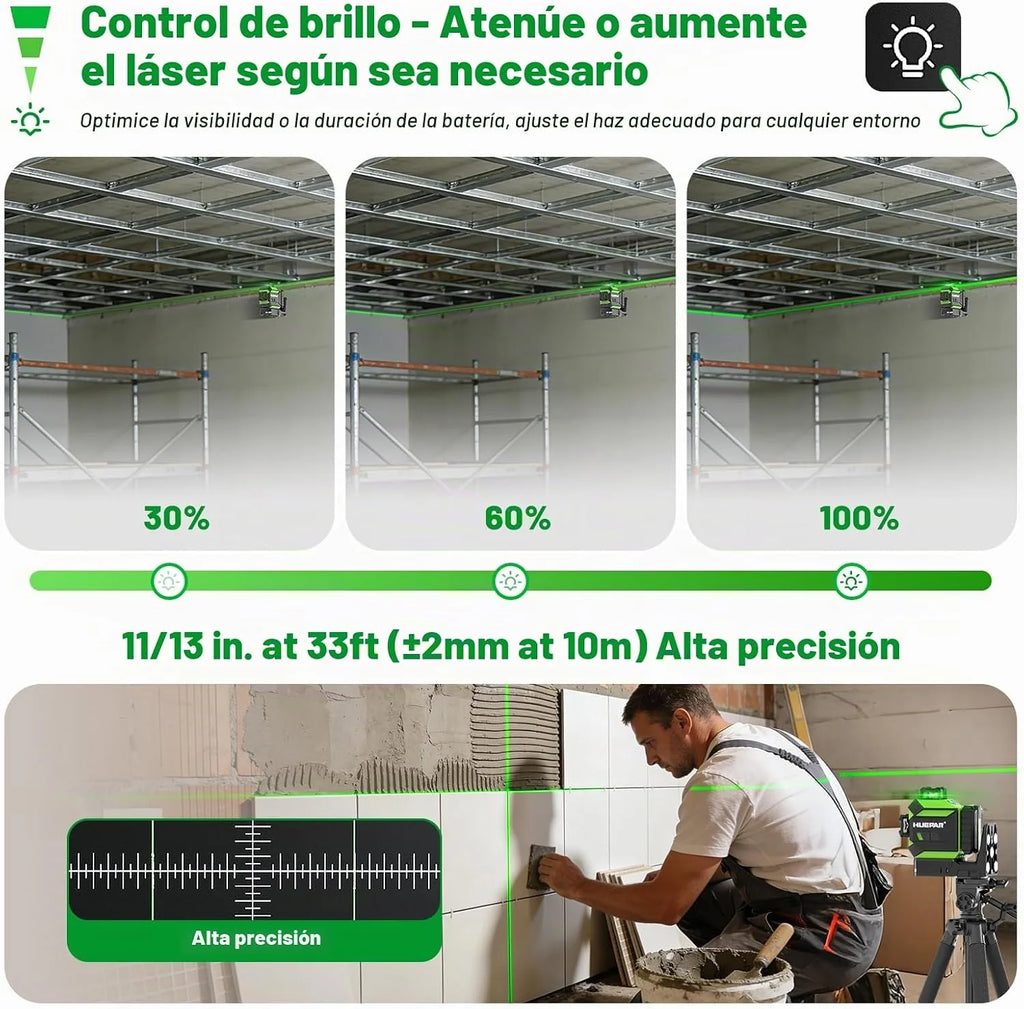 Huepar 703TR Nivel Láser con Alineación Automática, Rotación en Punto Fijo