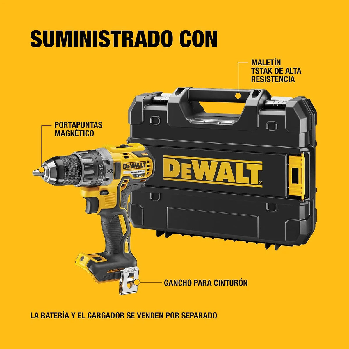 DEWALT Taladro Atornillador Sin Escobillas 18V XR - No incluye Batería ni Cargador, DCD791NT-XJ