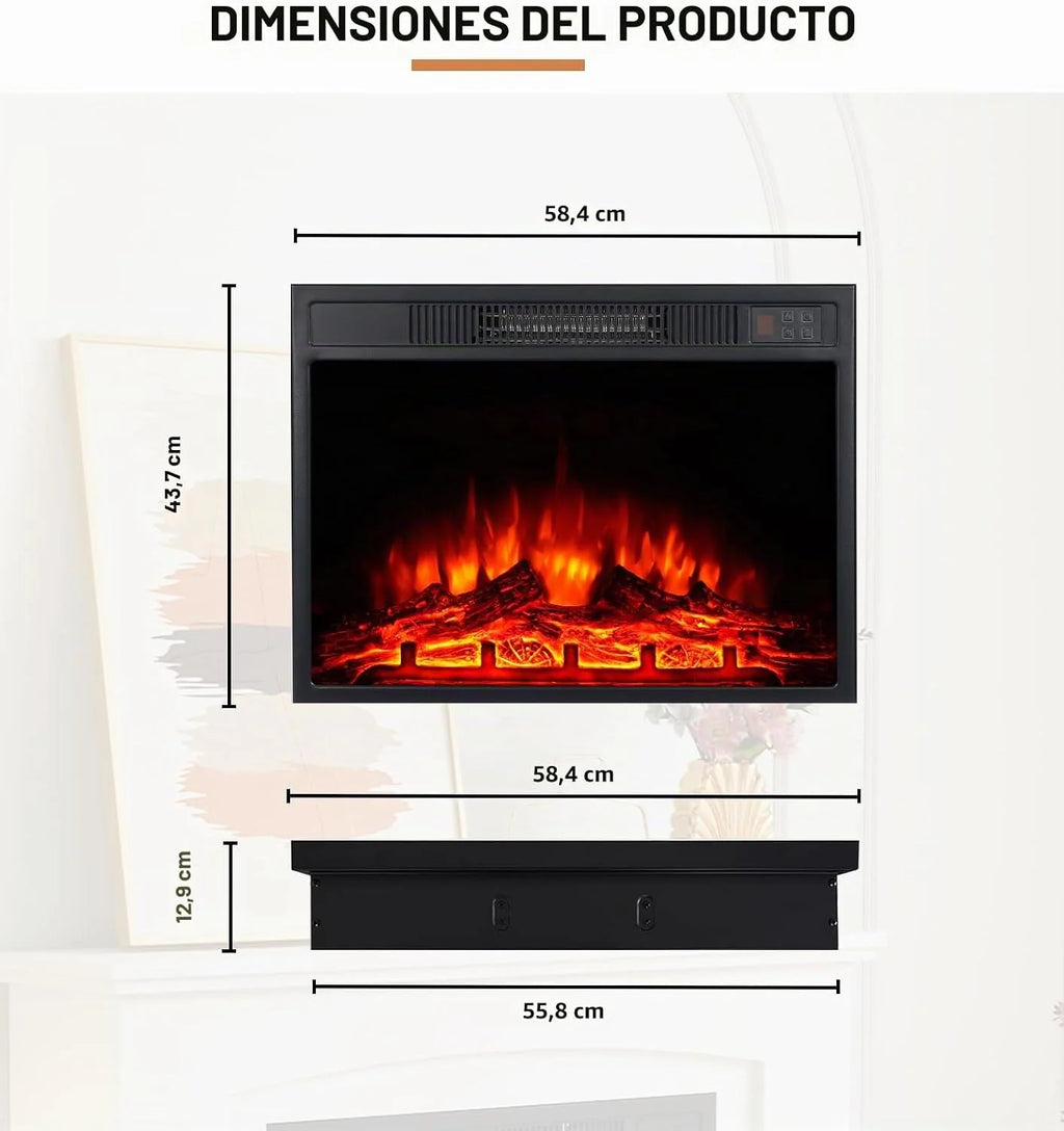 M.C.Haus 46cm / 18in Electric Fireplace, 1800W Freestanding Recessed Fire Heater with 3 Flame Colors and 3 Brightness Levels, Overheat Protection, Realistic Effect