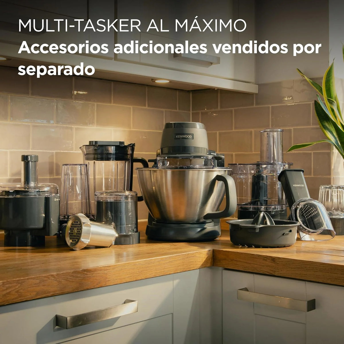 Kenwood Multi Tasker – Amasadora Multifunción con Batidora de Vaso y Procesador de Alimentos, Robot de Cocina 1,7 kg de Masa para Pan y Pizza, Tapa Antisalpicaduras, Gris (KHC30.050GY)