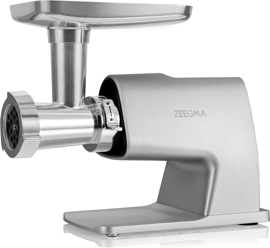 ZEEGMA MOLEN MASTER Máquina Eléctrica para Moler Carne, Potencia de 2500 W, 3 Discos de Acero Inoxidable, Accesorio para Embutidos, Rallador, Función Reversa, Pantalla Táctil