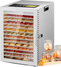 Kwasyo Deshidratador de Alimentos de Acero Inoxidable con 12 Bandejas, Secado eficiente de 360° con doble ventilador, Temporizador 24 horas, Temperatura: 30 a 90℃, deshidrata fruta, carne, verduras