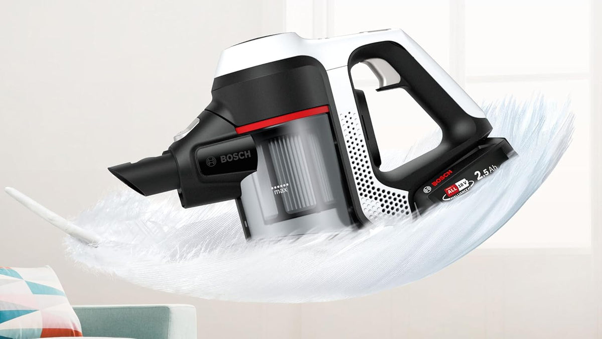 Bosch BBS611AM Unlimited Serie | 6 - Aspiradora 2en1 vertical y de mano, sin bolsa y sin cable, batería de 18V, color blanco