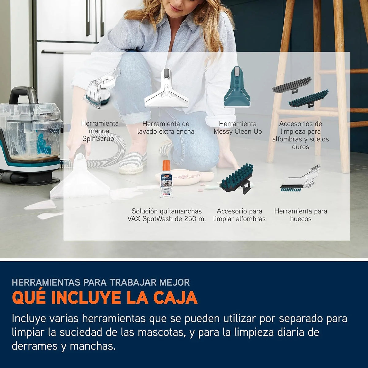 Vax SpotWash Home Duo Diseño para Mascotas Quitamanchas, para Alfombras, Tapicerías, Sofás, Coches, Limpieza de Mascotas de Alto Rendimiento, Secado Rápido, Tanque Mediano
