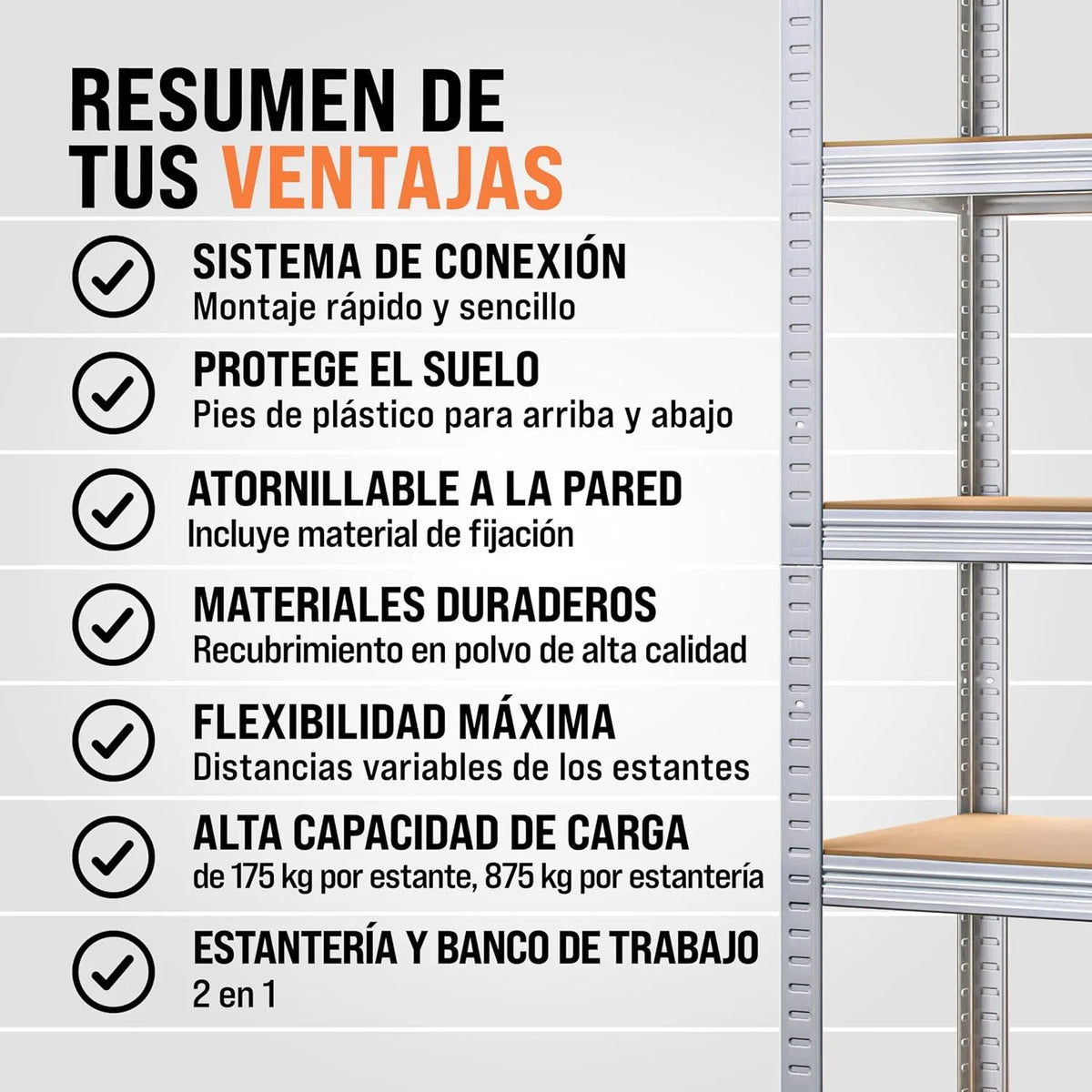 Deuba 2X Estanterías Metálicas 180x90x60cm 875kg Estantería para Cargas Pesadas 5 Estantes Taller