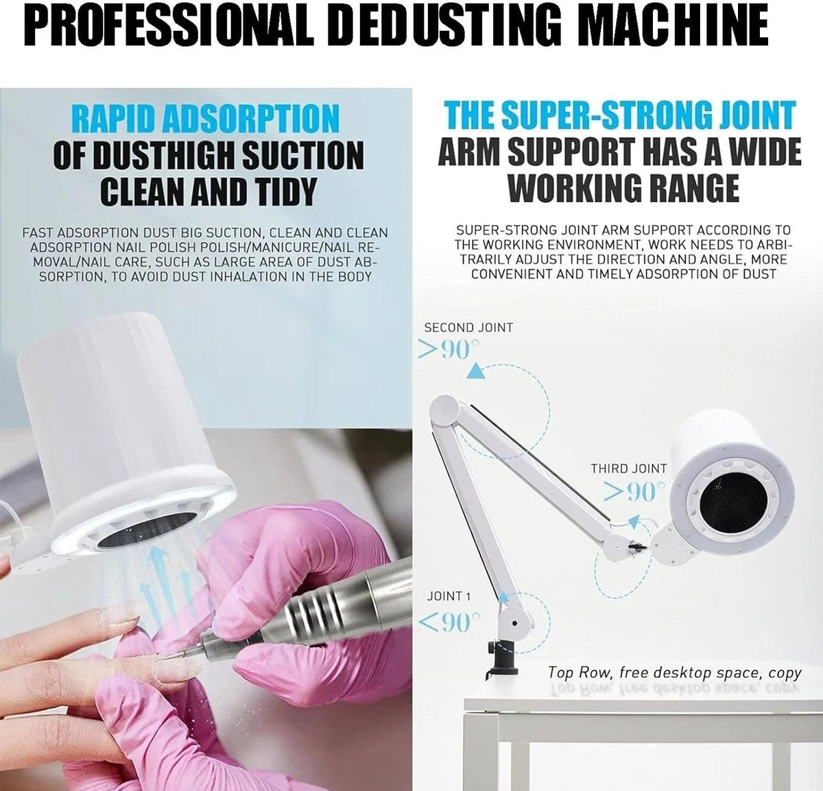 Colector De Polvo De Uñas, Aspirador De Uñas De Succión Fuerte, Bajo Nivel De Ruido, Extractor De Polvo De Uñas con Luces LED, para Uso Doméstico Y Profesional