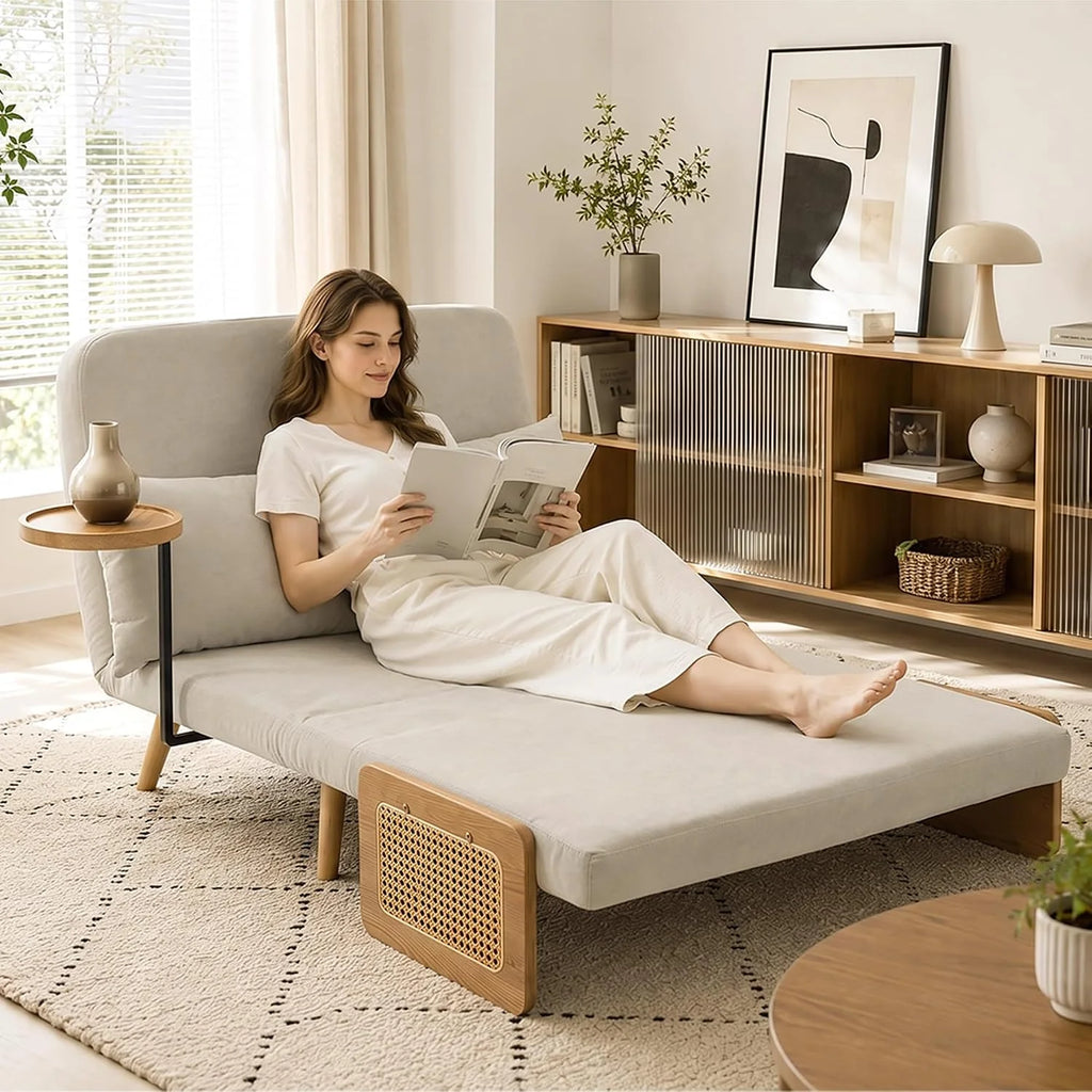 HOMCOM Sofa Bed 2 Seater Convertible 3 in 1 131 x 78 x 82 cm Cream White