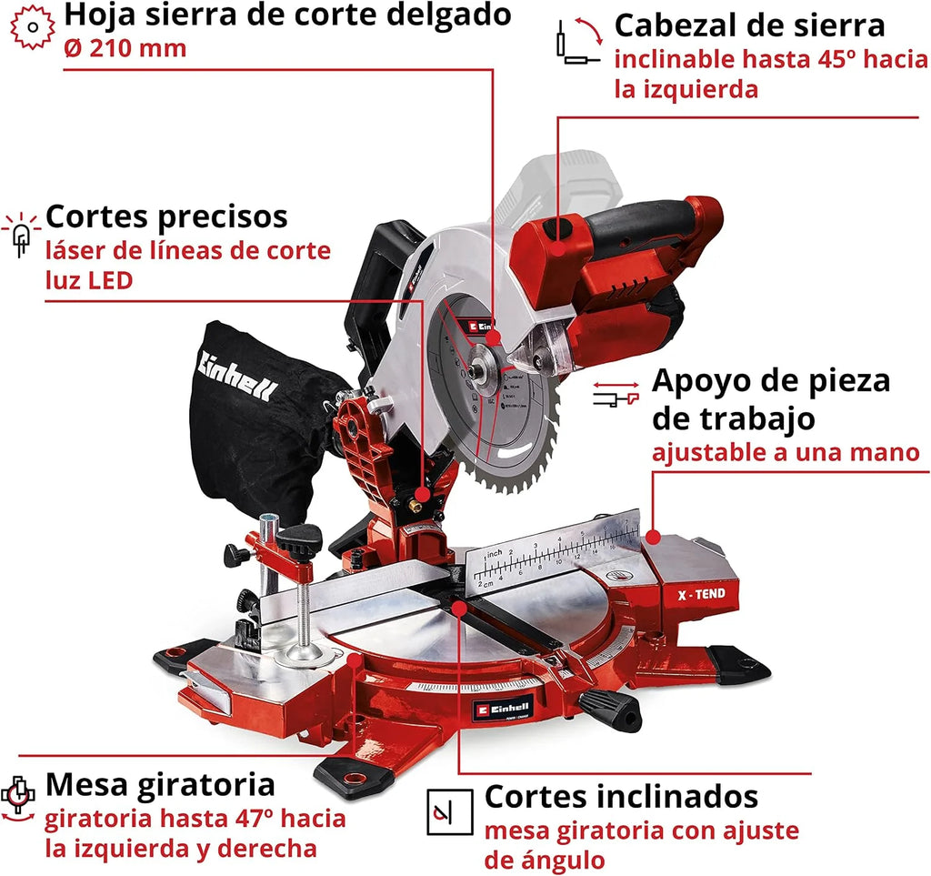 Einhell Sierra tronzadora a batería TE-MS 18/210 Li-Solo