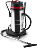 KLARSTEIN Reinraum Aspirador Industrial húmedo/seco, 60 litros, 2000 W, desconexión de protección, Filtro HEPA, Enchufe Integrado, depósito de Acero Inoxidable, IP44, Plata-Rojo