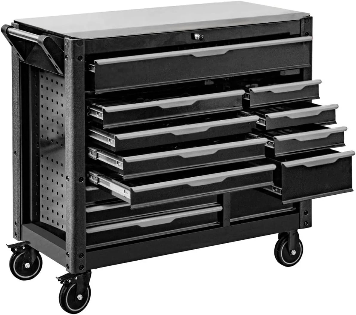 JOMAFA Carro de Taller Grande de 13 cajones con Bandeja de Acero Inoxidable, Edición XXL con 7 modulos de Herramientas