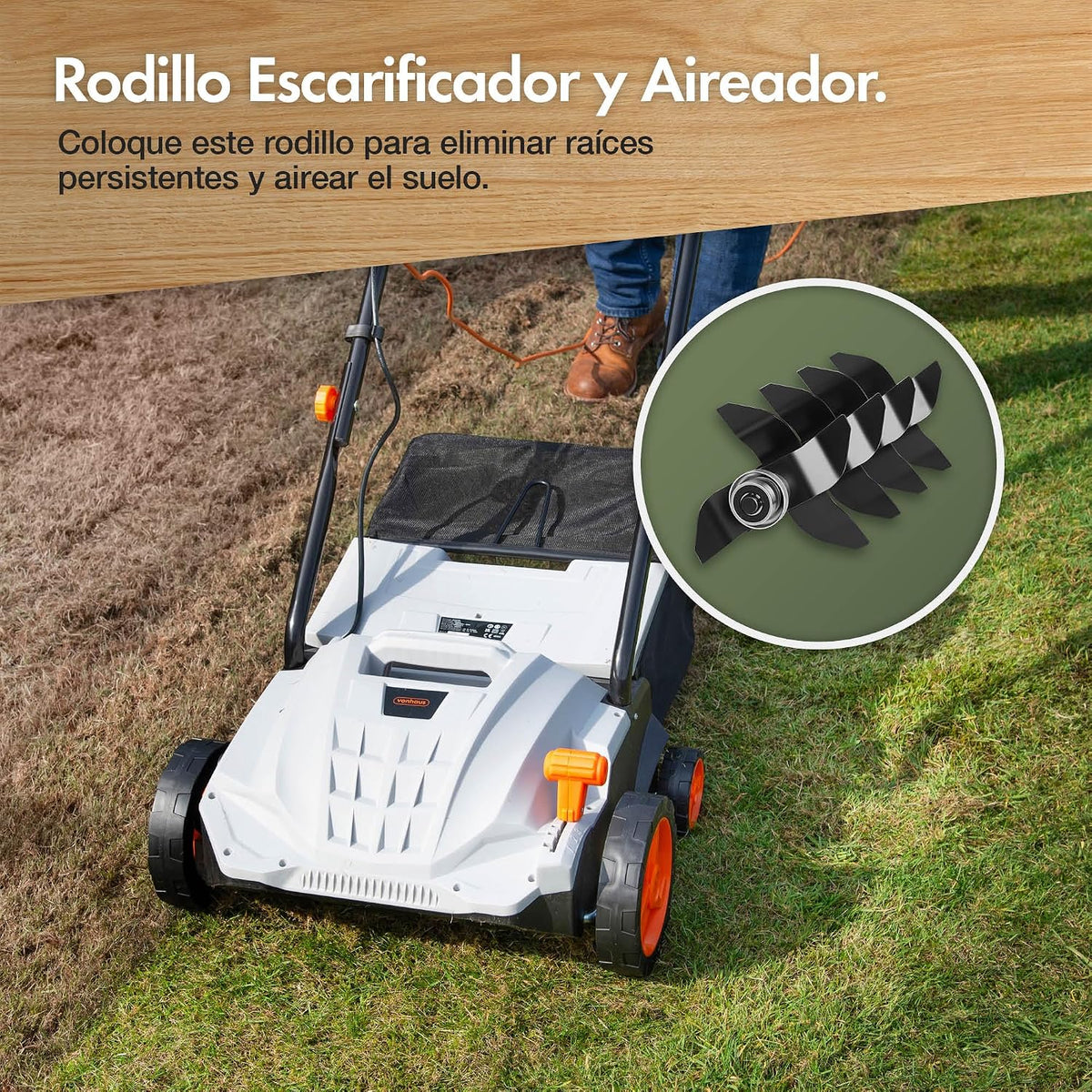 VonHaus Escarificador/Aireador/Rastrillo Eléctrico para Césped 1500W