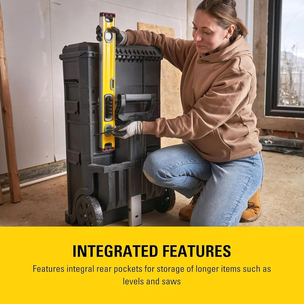 STANLEY Taller rodante Modular 3 en 1 apilable con Ruedas Resistentes, asa telescópica, organizadores Integrados y Capacidad de 35 kg, Ideal para Herramientas eléctricas y manuales, 1-79-206