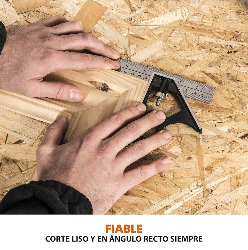 Evolution Power Tools R210SMS+ Ingletadora deslizante multimaterial de 210 mm, con paquete Plus, Corta acero dulce, aluminio, plástico, madera con clavos incrustados, 230 V