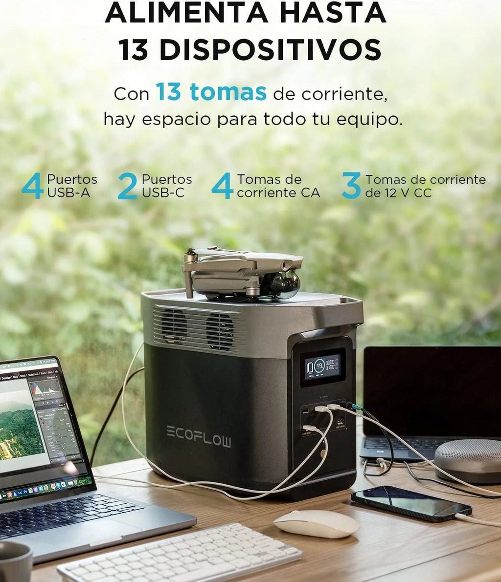 Estación de Energía Portátil EcoFlow Delta 2 1024 WH, Generador Solar
