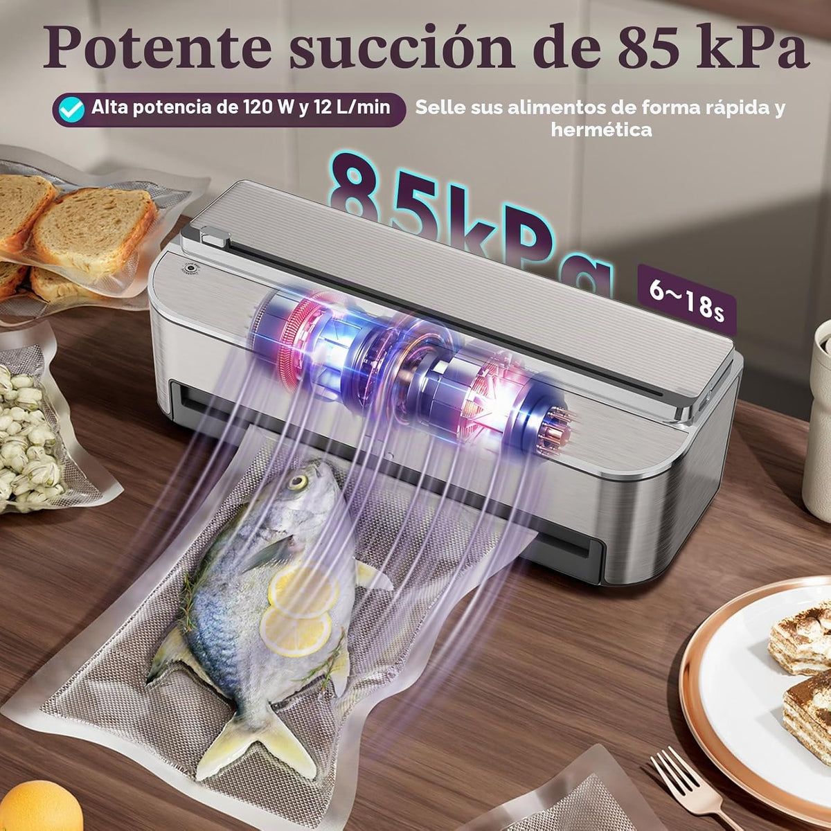 Mesliese 85kPa 120W Envasadora al Vacío, Cortador, 2 Rollos