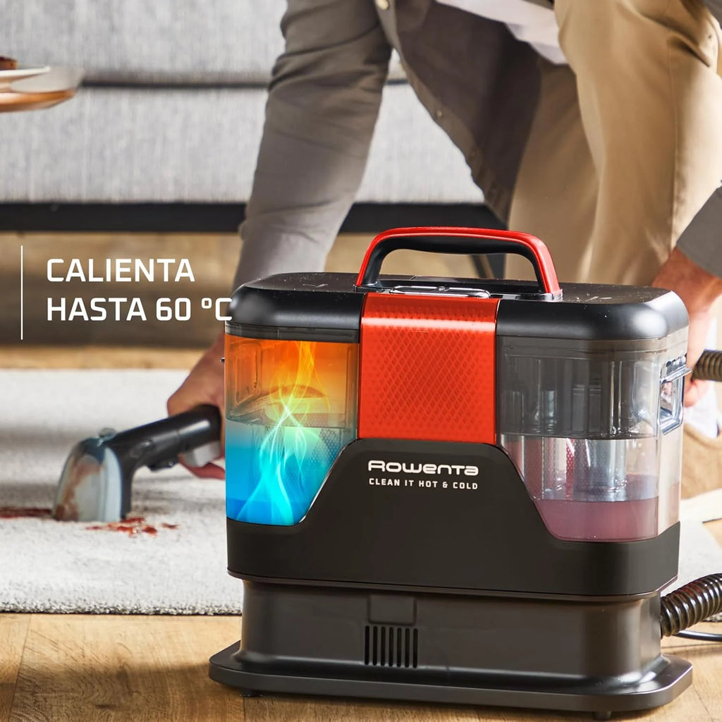 Rowenta Clean It Hot & Cold, Aspiradora tapicerías 1150W, 5 Acc, Negro