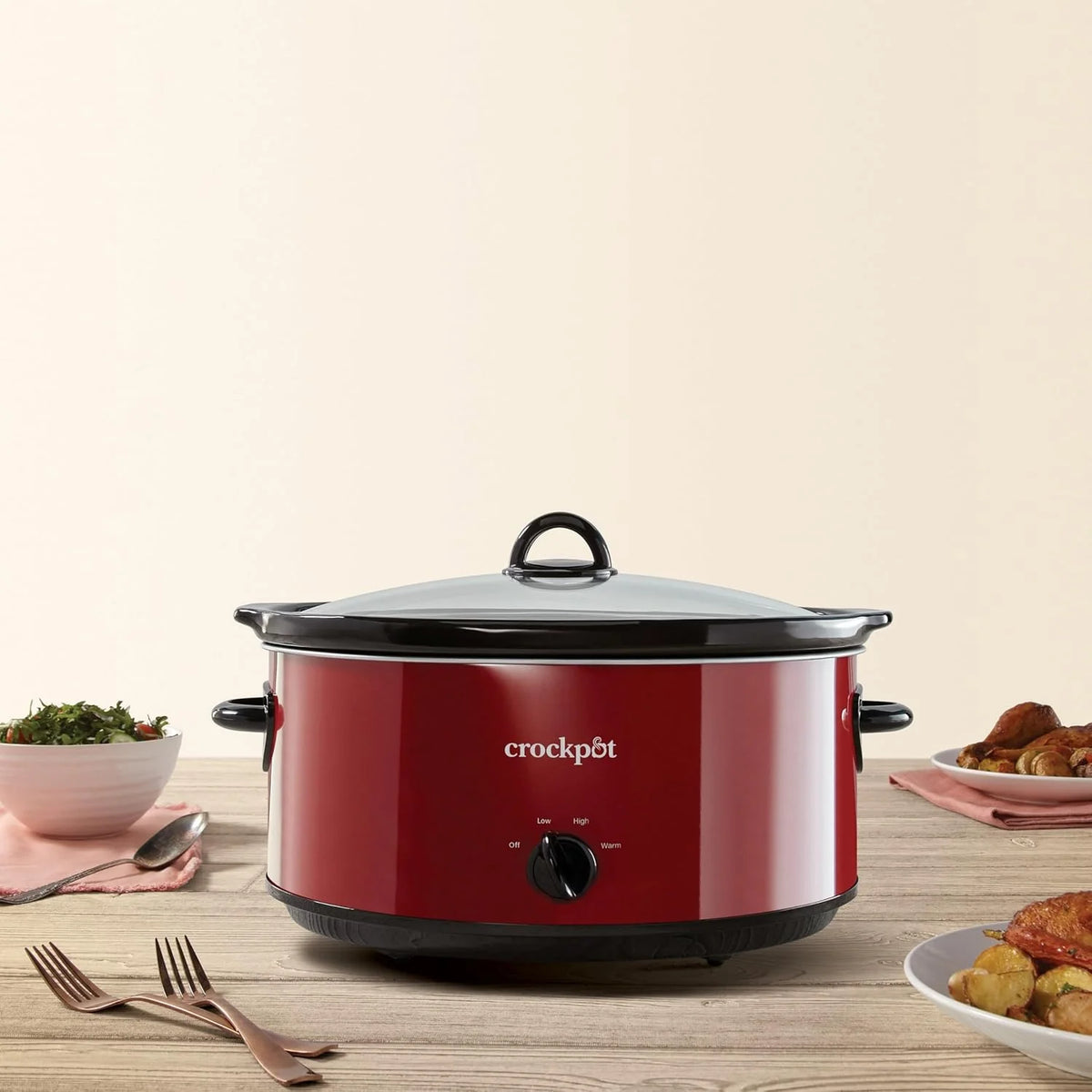 Crock-pot Express Crock Olla de cocción lenta, 8 cuartos de galón, color rojo