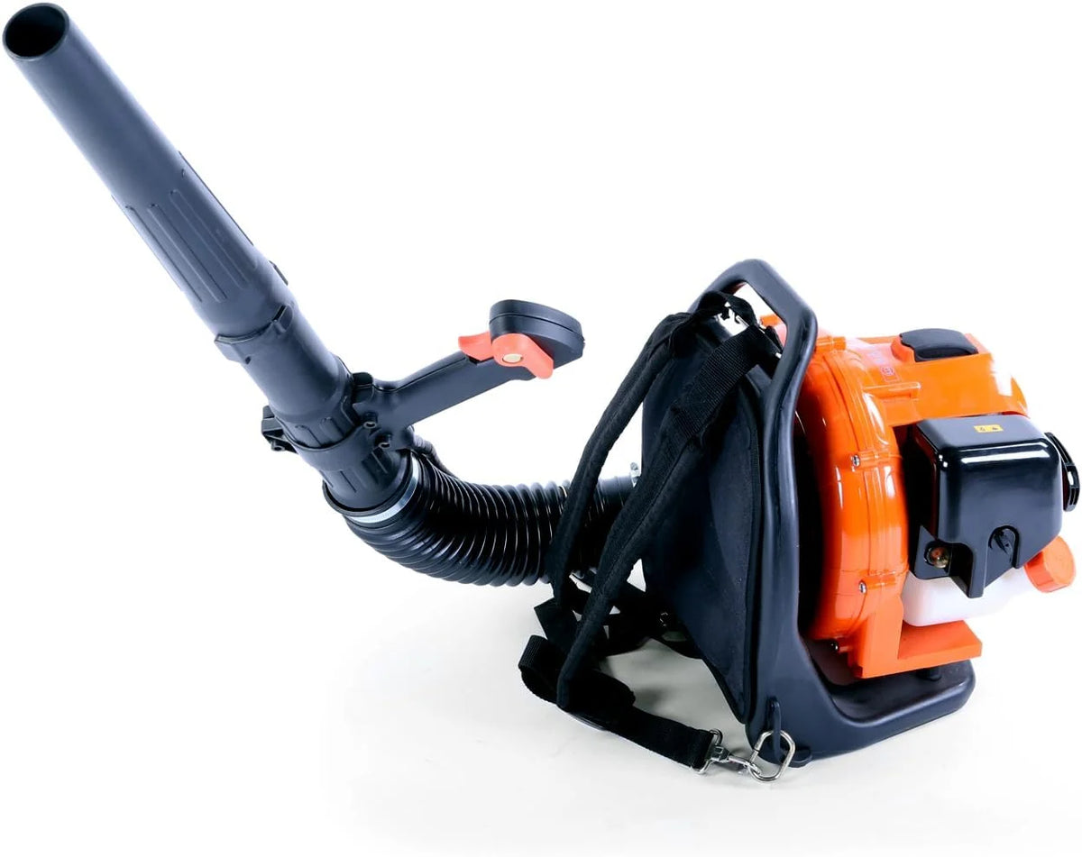Soplador de Mochila de Gasolina FUXTEC FX-LB133T, más de 300km/h (186mph), 0.9kW, 1.2hp, Motor de 2 Tiempos de 33cc, Tanque (650ml), Almohadilla - fácil de soplar Las Hojas o la Nieve