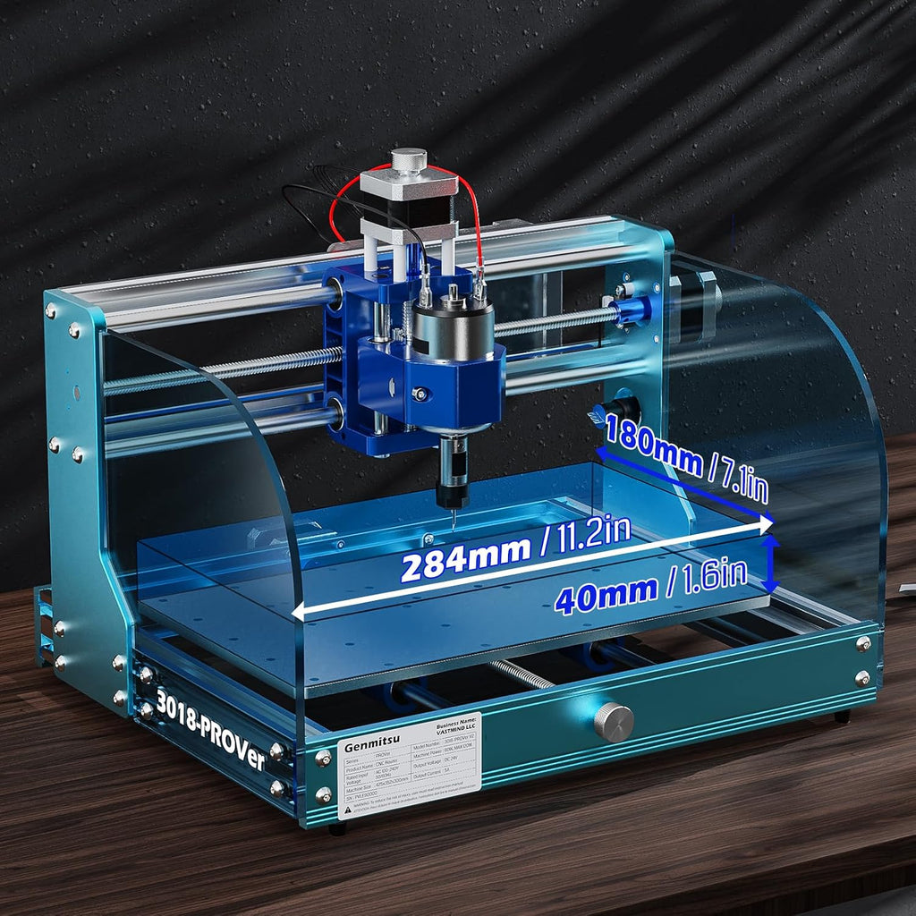 Genmitsu 3018-PROVer V2 - Máquina enrutadora CNC con estructura de aluminio completa para principiantes, mini kit de grabado de fresado con sonda Z, interruptores de límite, parada electrónica, ideal