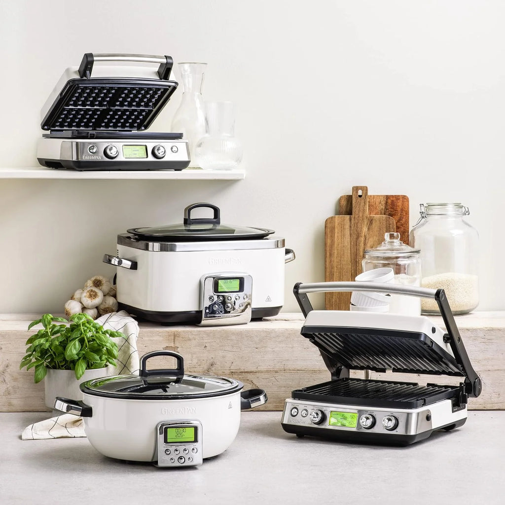 GreenPan Elite 8-in-1 Programmierbarer 6L Slow Cooker Multikocher,Spülmaschinenfester Deckel & Topf,PFAS-freie Gesunde Keramische Antihaftbeschichtung zum Braten,Schmoren,Mit Dampfgareinsatz,Edelstahl