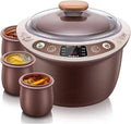 Olla de cocción lenta de arcilla morada saludable – Olla eléctrica inteligente de 2,5 L con horario de citas para deliciosas sopas, ideal para cenas familiares