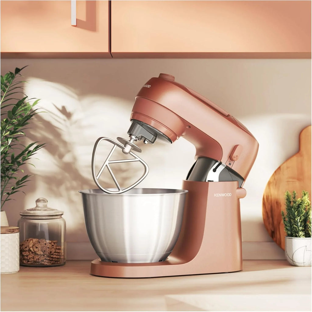 Kenwood Go KZM35.000RD, Amasadora con Diseño Compacto y Bol de 4L, 3 Accesorios para Mezclar, 6 Velocidades, 30cm de Alto y Asa para Transportar, Potencia 800W, Arcilla Roja