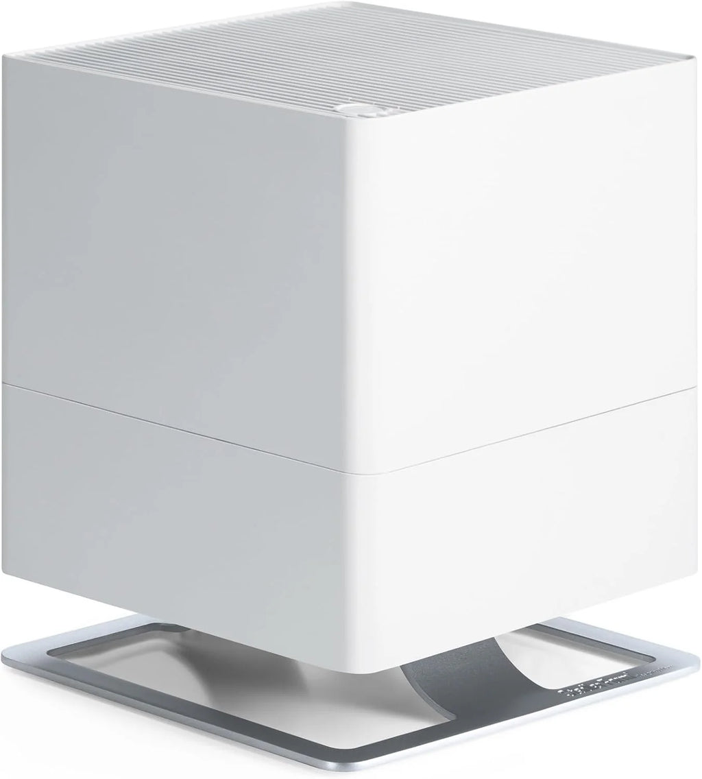 Stadler Form Humidificador Oskar, humidificador de ambiente de bajo consumo para habitaciones de hasta 50 m²/125 m³, evaporador con apagado automático, LED regulables, muy silencioso, blanco