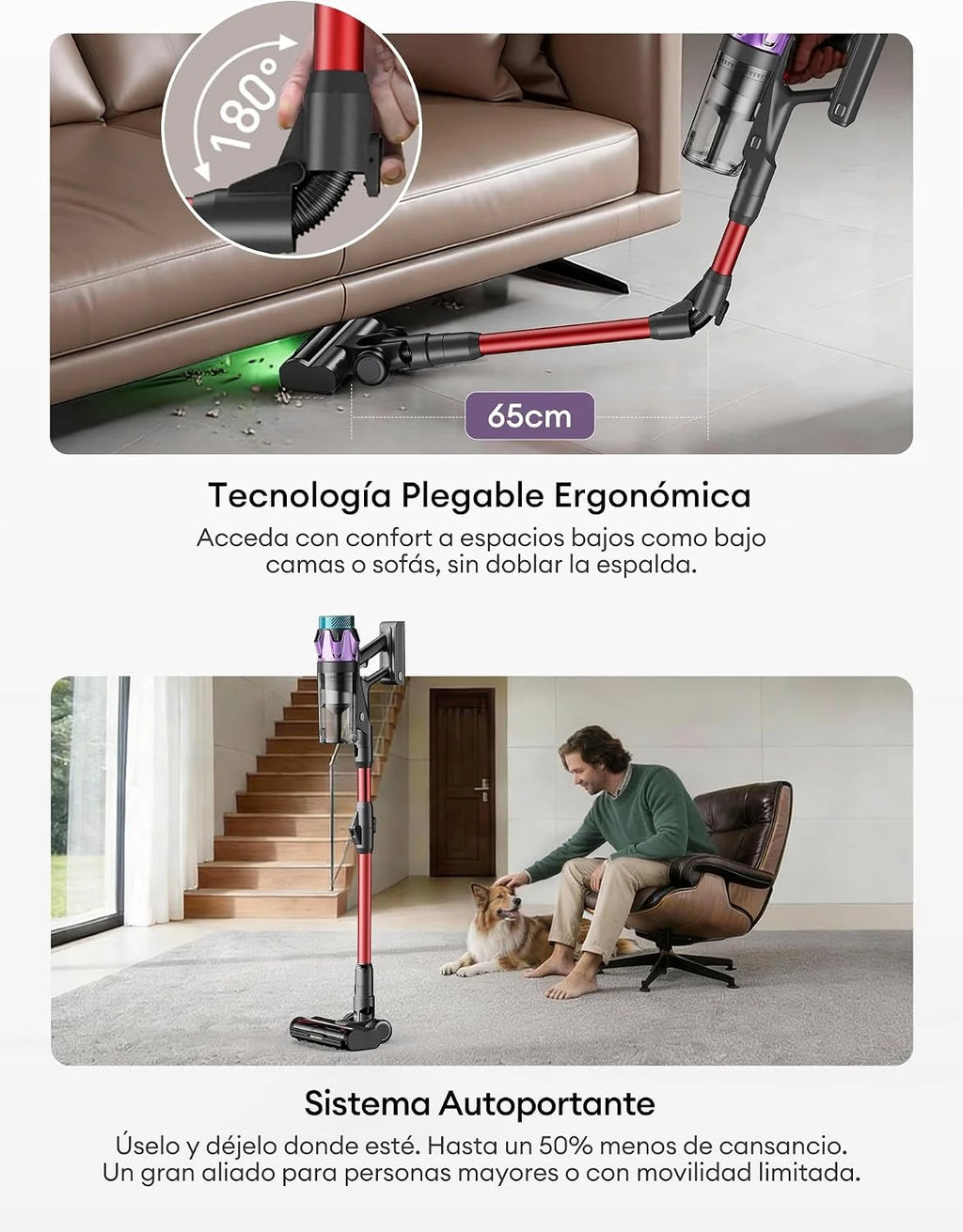 Ultenic U18Pro Aspiradora sin Cable 55Kpa/80Mins, Sistema Multiciclón