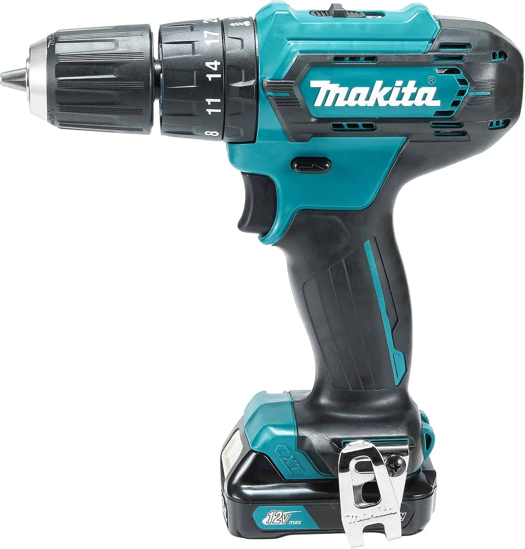 Makita HP333DSAX1 Taladro atornillador inalámbrico 12 V máx. / 2,0 Ah, 2 baterías y cargador en maletín de transporte