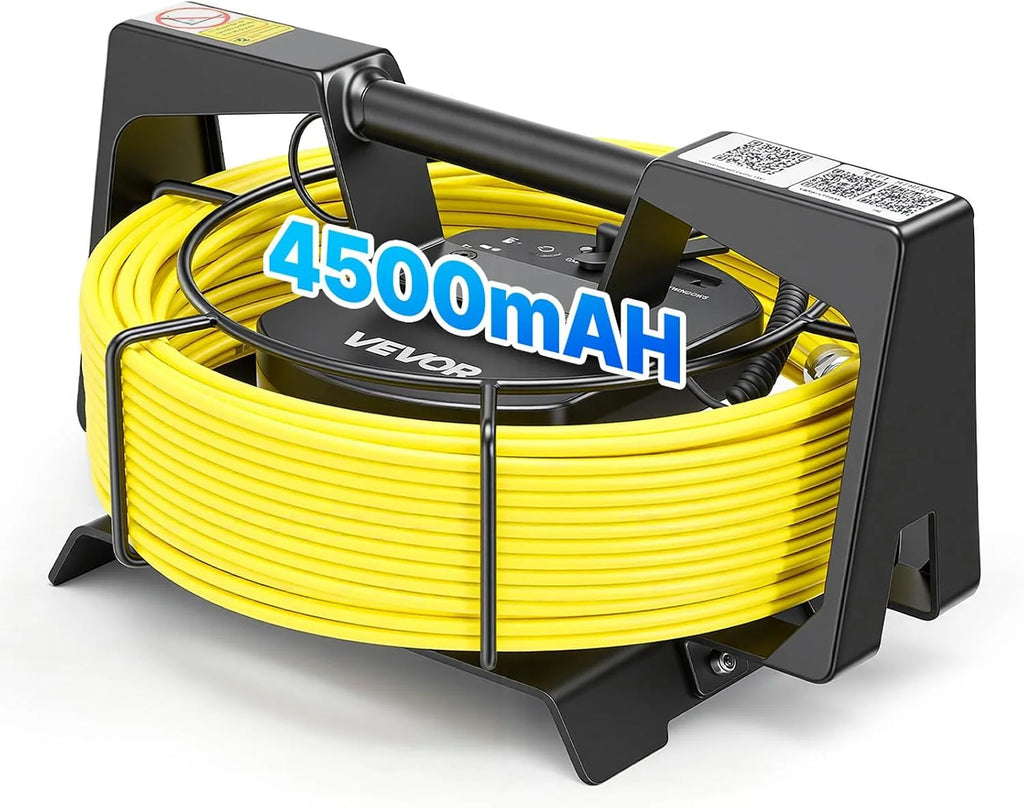 VEVOR Cámara de Inspección de Tuberías 1080P con Cable Semirrígido 20 m, 12 Luces LED de 3 Niveles, Cámara de Inspección Endoscópica, WiFi Inalámbrica, Batería 4500 mAh para Alcantarillado Fontanería