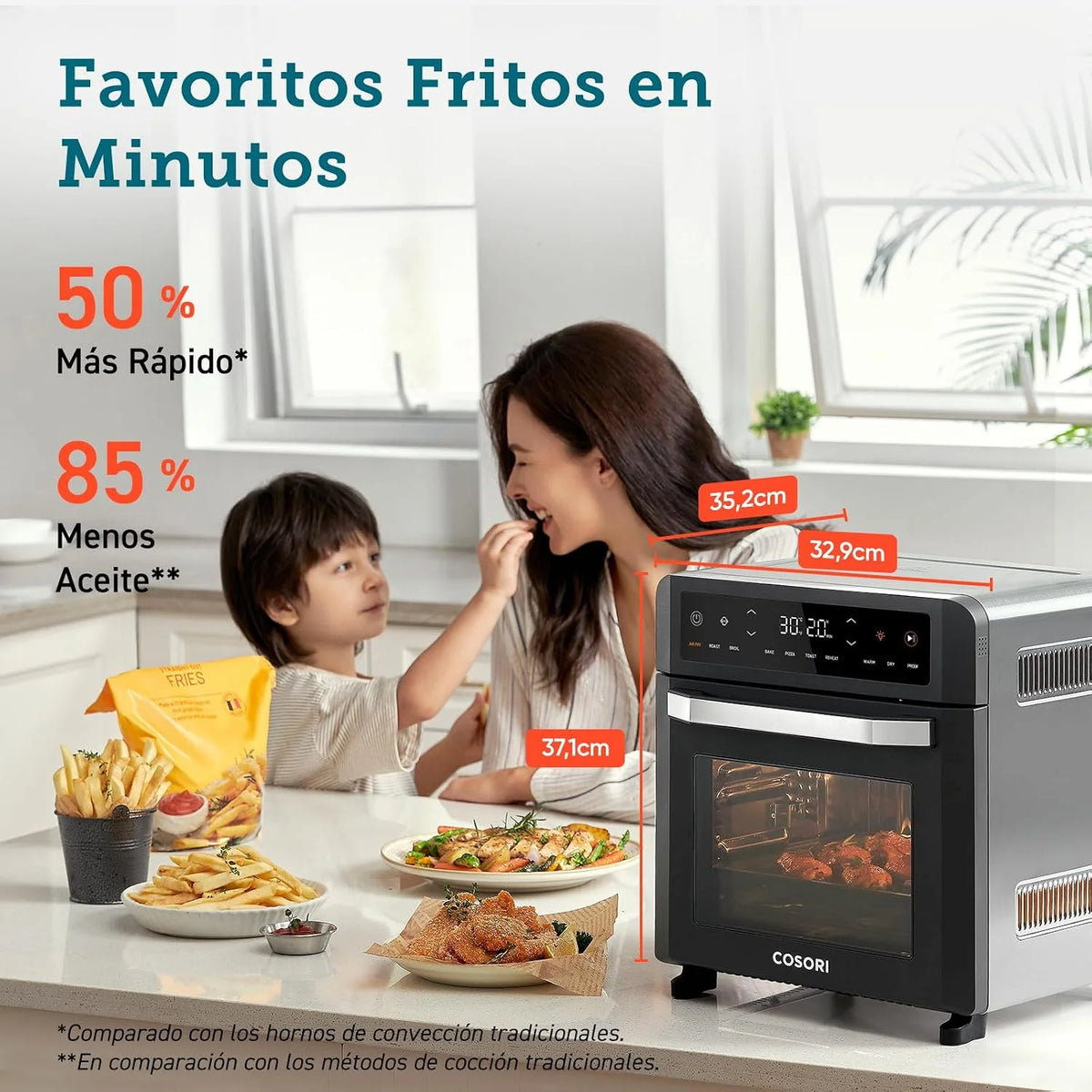Cosori Freidora de Aire Horno 12L con Doble Resistencia y Ventana