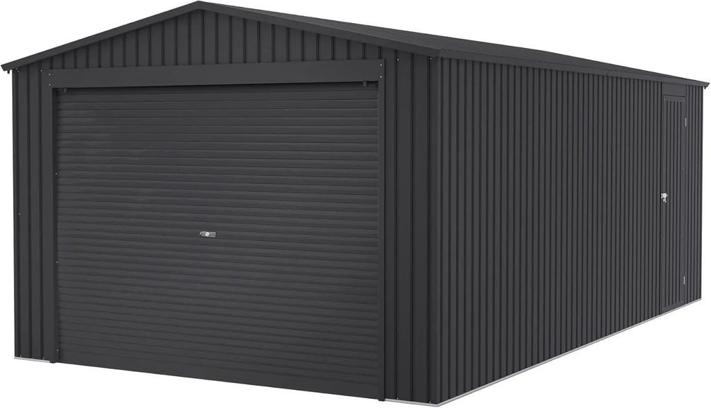 Wasabi - Garaje Metálico 19,52m2 Jarama – Portón Amplio Enrollable - Resguardo Exterior Coche - Cierre Seguridad Llave - Puerta Lateral Peatonal - Cochera Cobertizo Jardín Almacenaje – 576x338x243cm
