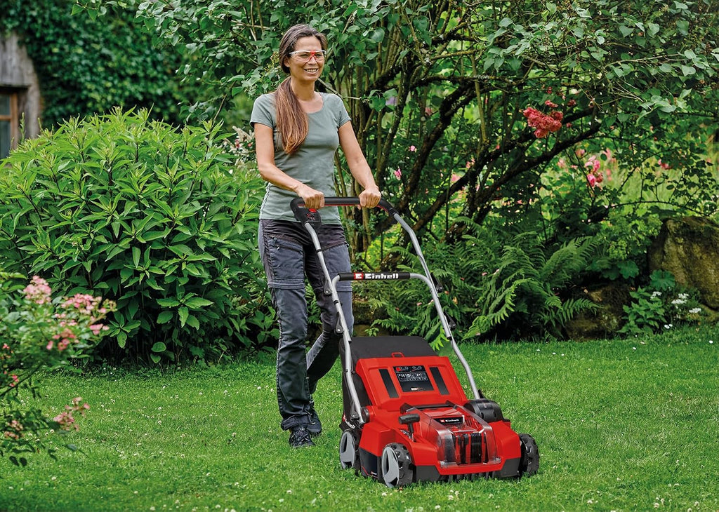 Einhell PXC Escarificador y aireador de césped inalámbrico GE-SC 35 Li-Solo, 36 V, Motor sin escobillas, Ancho 35 cm, 3 Profundidades, sin batería