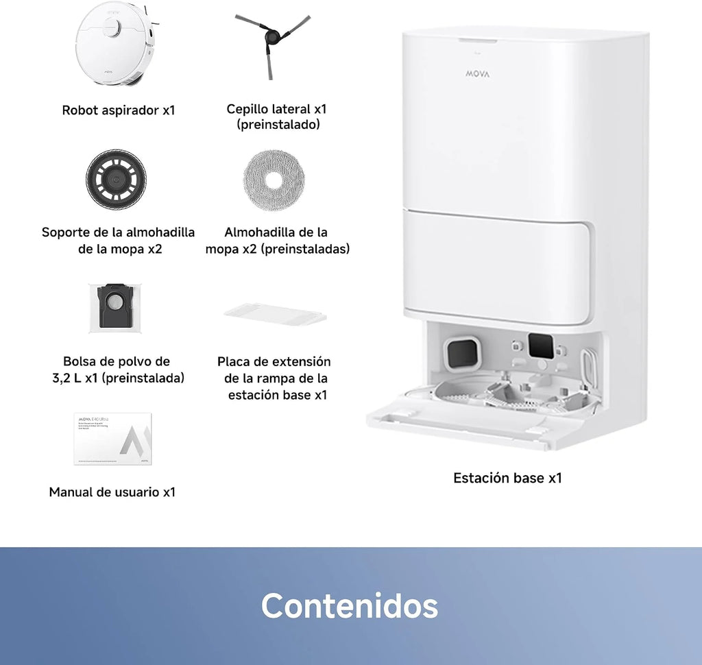 MOVA E40 Ultra, Robot Aspirador, Blanco