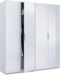 Habitdesign Wardrobe 4 Doors, 200 cm (H) x 180 cm (W) x 52 cm (D), Large Wardrobe 4 Doors, Gloss White
