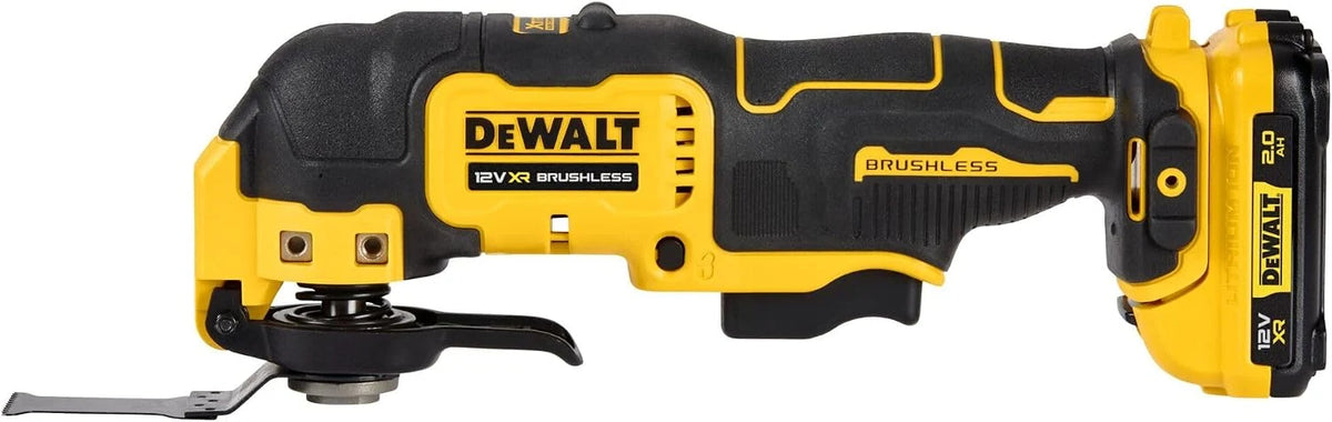 DeWalt DCS353D2-QW, Multiherramienta oscilante, Sin escobillas, Adaptador Multifit, Luz LED, Juego de 29 accesorios, 2 baterías, cargador y Maletín TSTAK