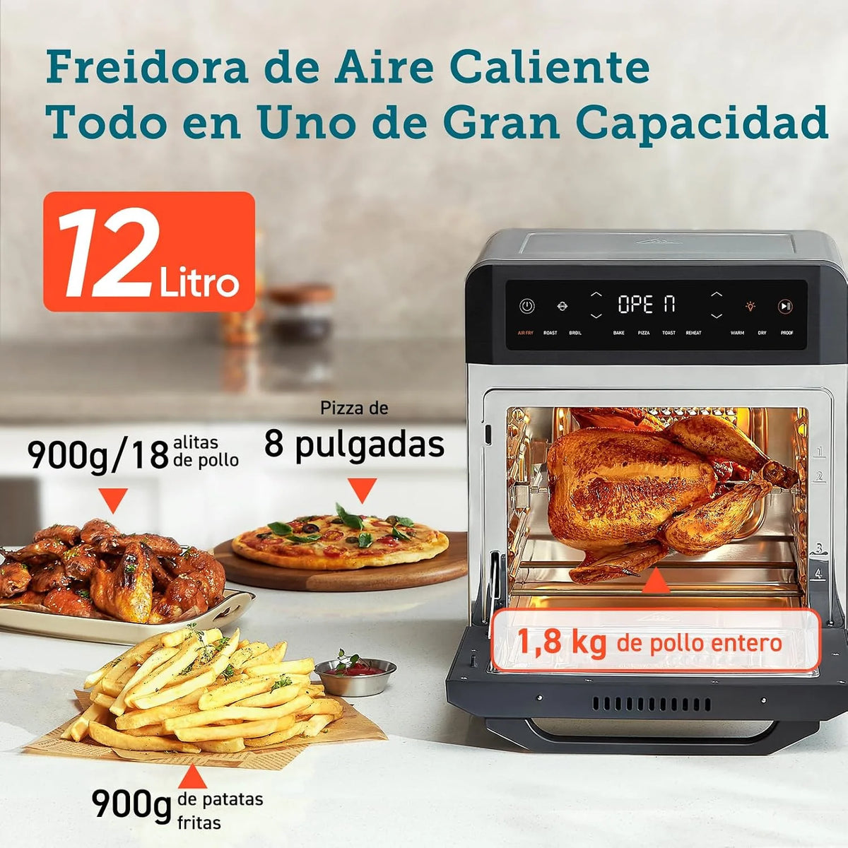 Cosori Freidora de Aire Horno 12L con Doble Resistencia y Ventana